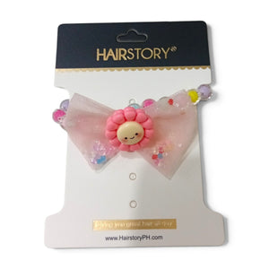HAIRSTORY 2 in 1 Pastel Bracelet Bow with Flower Charms Hair Ties