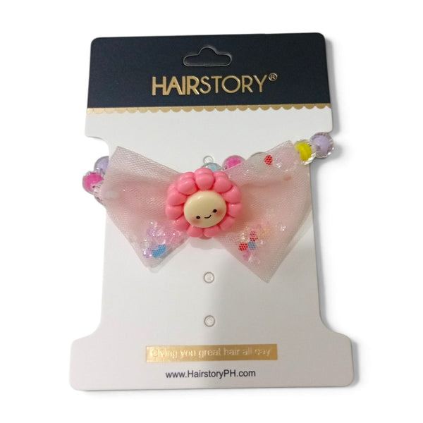 HAIRSTORY 2 in 1 Pastel Bracelet Bow with Flower Charms Hair Ties
