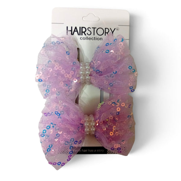 HAIRSTORY Sparkle Sequin Bow Hair Clips