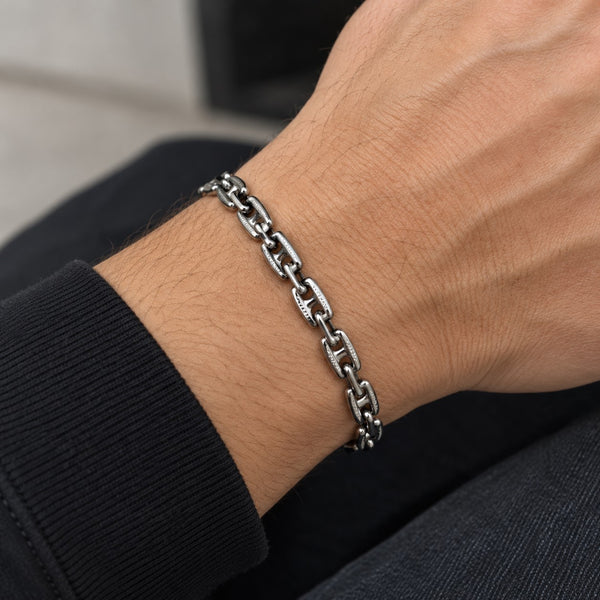 HAIRSTORY Men’s Silver Stainless Chain Bracelet