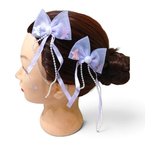 HAIRSTORY Butterfly Bow with Pearl & Ribbon Details Hair Clip