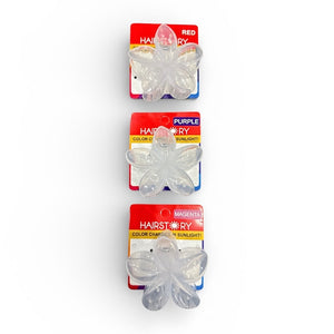 HAIRSTORY Sun UV Color Changing Double Sided Flower Orchid Hair Clip Clamp