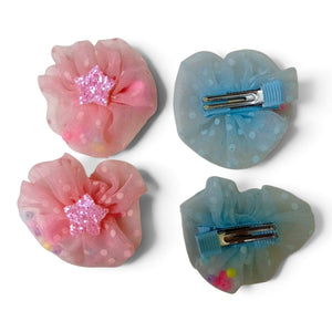HAIRSTORY Sweet Pastel Flower W/Star and Beads Hair Clip