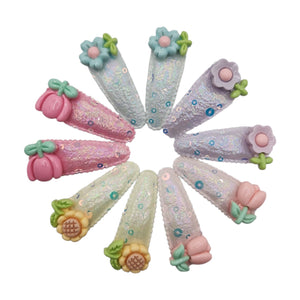 HAIRSTORY Sequin Flower Charm Snap Clip (#25-SF)