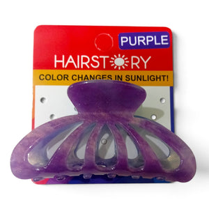 HAIRSTORY CCAH-008 Sun UV Color Changing Acrylic Arc Hollow Out Clamp 8.5cm