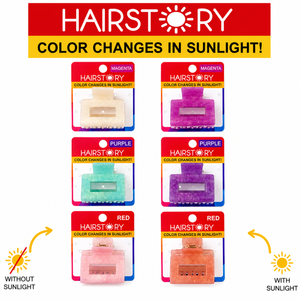 HAIRSTORY Sun UV Color Changing Acrylic Square Hollow Out Clamp 5 Cm