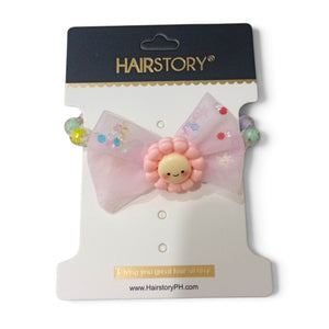 HAIRSTORY 2 in 1 Pastel Bracelet Bow with Flower Charms Hair Ties