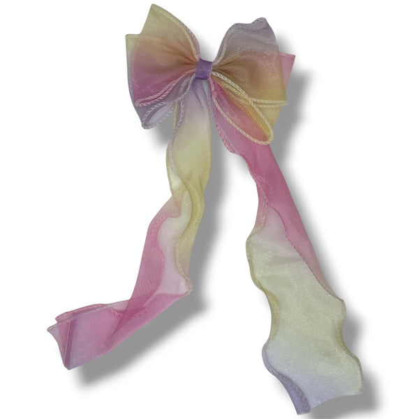 HAIRSTORY #22 Ribbon Long Bow Glittered Mesh