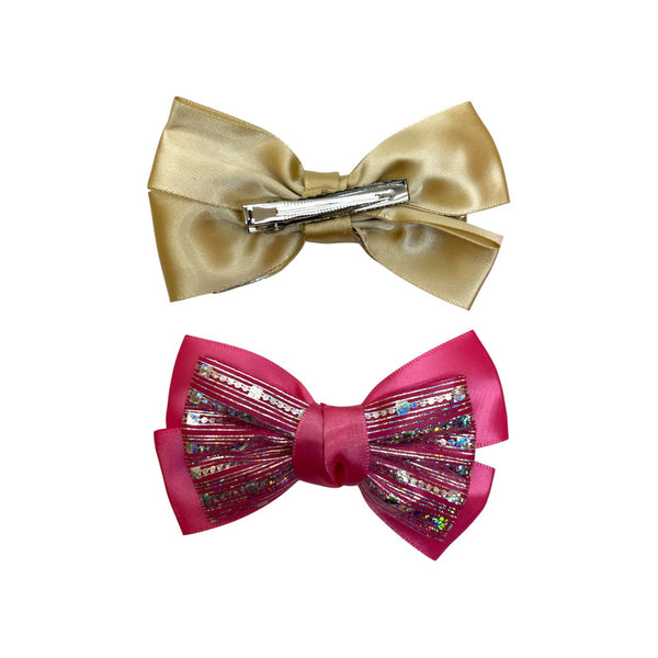 HAIRSTORY BHO00129 Shimmer Satin Bow Hair Clip