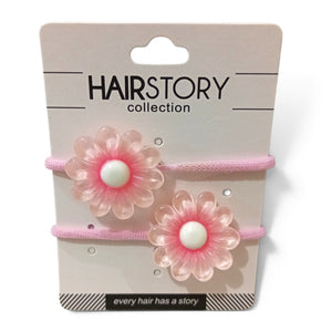 HAIRSTORY Cute Pastel Flower Charm Hair Tie