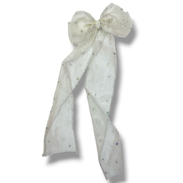 HAIRSTORY #210-4 Ribbon Long Bow Sequins Star