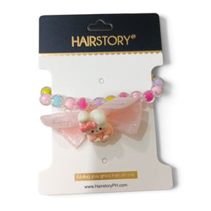 HAIRSTORY 2in1 Bracelet Hair ties Pastel Beads Ribbon W/ Bunny Charms