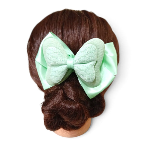 HAIRSTORY Double Layered Bow Diamond Patterned