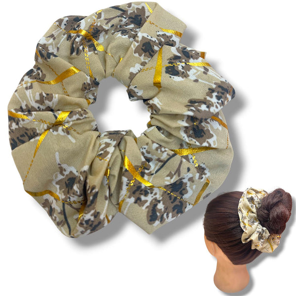 HAIRSTORY 6037 Vintage Scrunchies W/Gold Lining