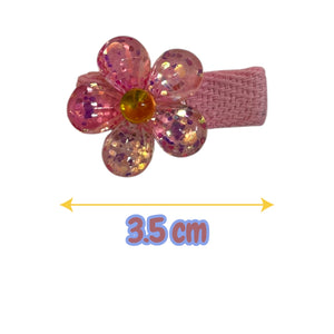 HAIRSTORY Glittered Flower Charm Snap Clip (001-GF)