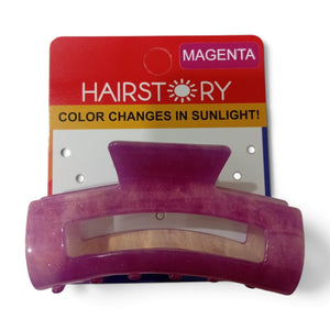 HAIRSTORY Sun UV Color Changing Acrylic Square Hollow Out Clamp 10CM