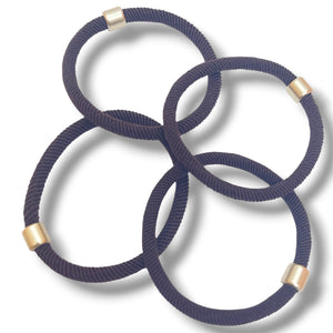 HAIRSTORY 6048 Classic Elastic Hair Tie W/ Gold Accent