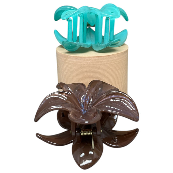 HAIRSTORY D824 Shimmer Double Sided Flower Orchid Hair Clamp