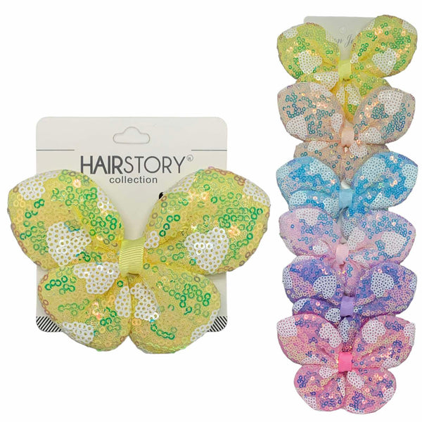 HAIRSTORY Cute Sequins Butterfly Pin Curl Hair Clip for Girls