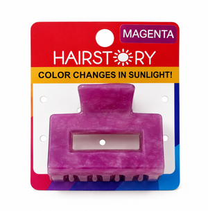 HAIRSTORY Sun UV Color Changing Acrylic Square Hollow Out Clamp 5 Cm