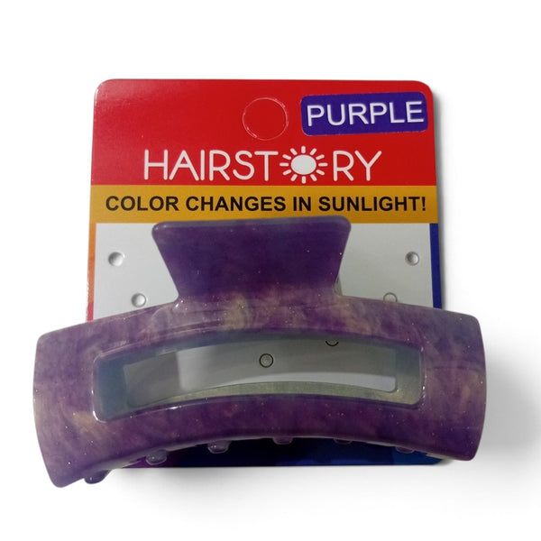 HAIRSTORY Sun UV Color Changing Acrylic Square Hollow Out Clamp 10CM