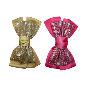 HAIRSTORY BHO00129 Shimmer Satin Bow Hair Clip