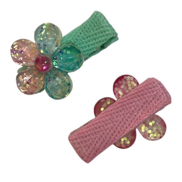 HAIRSTORY Glittered Flower Charm Snap Clip (001-GF)