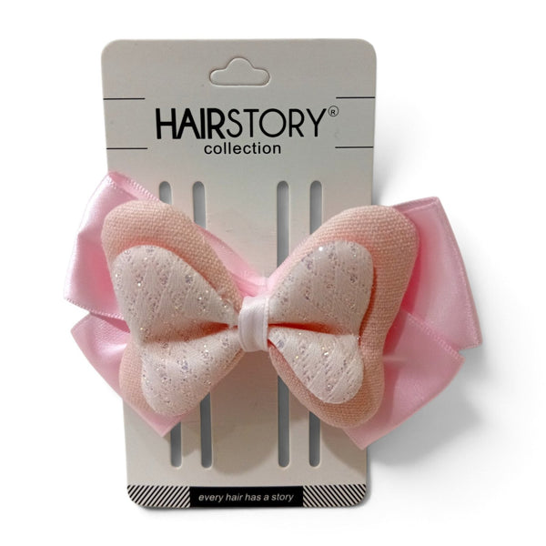 HAIRSTORY Double Layered Bow Diamond Patterned