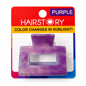 HAIRSTORY Sun UV Color Changing Acrylic Square Hollow Out Clamp 5 Cm