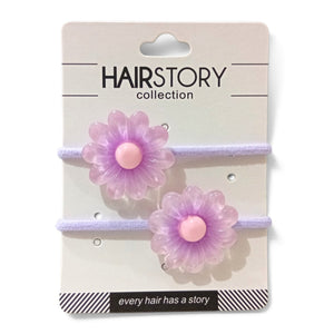 HAIRSTORY Cute Pastel Flower Charm Hair Tie