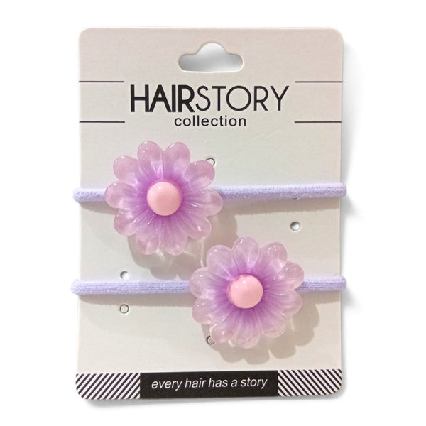 HAIRSTORY Cute Pastel Flower Charm Hair Tie