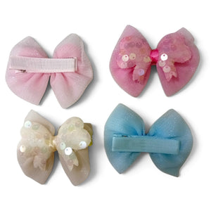 HAIRSTORY 001-BS Cute Pastel Bow Sequin Hair Clip