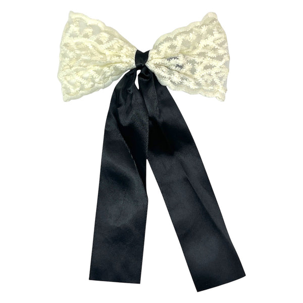 HAIRSTORY Lace Satin Long Bow Hairclip