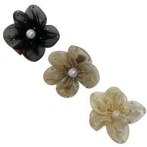 HAIRSTORY Shimmer Organza Flower Charm Pin Clip (003-SOF)