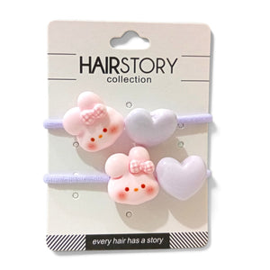 HAIRSTORY Kawaii Bear & Heart Hair Ties