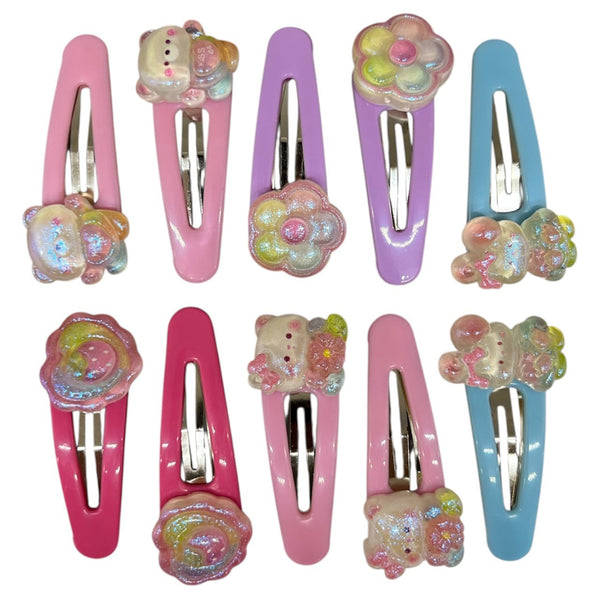 HAIRSTORY Heart/Flower Charm Snap Clip (#21-HF)