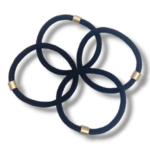 HAIRSTORY 6048 Classic Elastic Hair Tie W/ Gold Accent