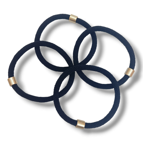 HAIRSTORY 6048 Classic Elastic Hair Tie W/ Gold Accent