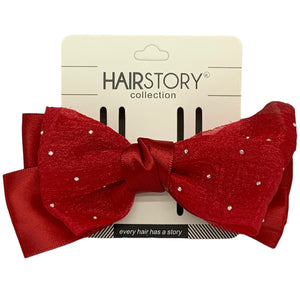 HAIRSTORY Double Bow Organza Pin Curl Clips-#7A