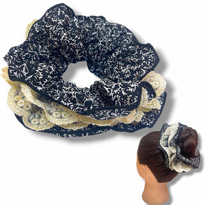 HAIRSTORY 6035 Large Scrunchies W/Lace