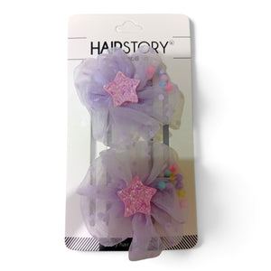 HAIRSTORY Sweet Pastel Flower W/Star and Beads Hair Clip