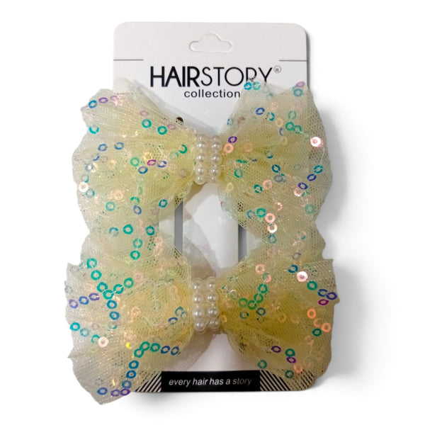 HAIRSTORY Sparkle Sequin Bow Hair Clips