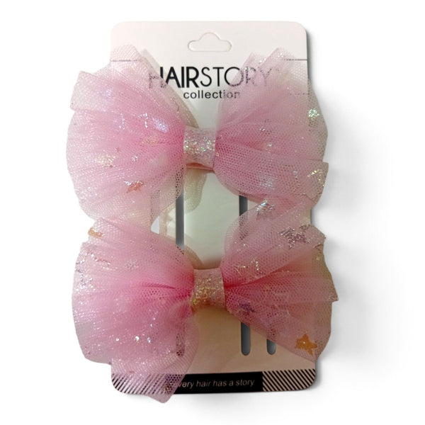 HAIRSTORY Cute Bow Star Glittered Hair Clip