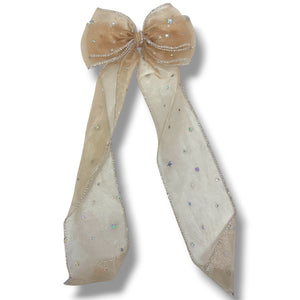 HAIRSTORY #210-4 Ribbon Long Bow Sequins Star
