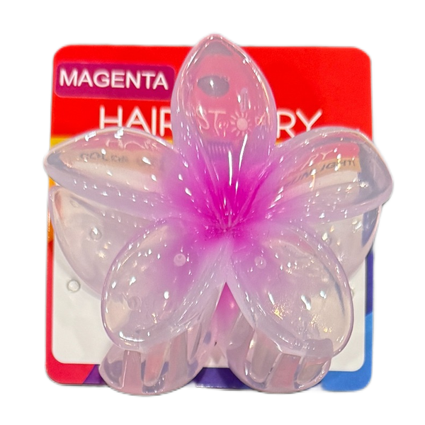HAIRSTORY Sun UV Color Changing Double Sided Plumeria Flower Hair Clip Clamp with Paint Splash Center