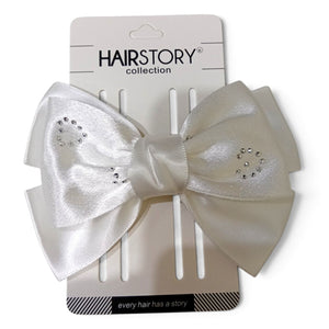 HAIRSTORY Satin Rhinestone Bow Hair Clips