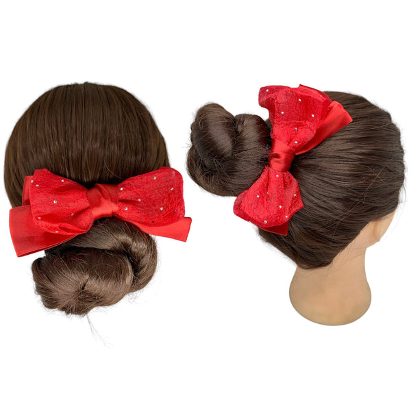 HAIRSTORY Double Bow Organza Pin Curl Clips-#7A