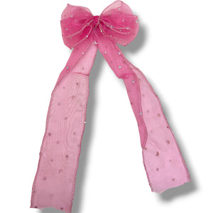 HAIRSTORY #210-4 Ribbon Long Bow Sequins Star