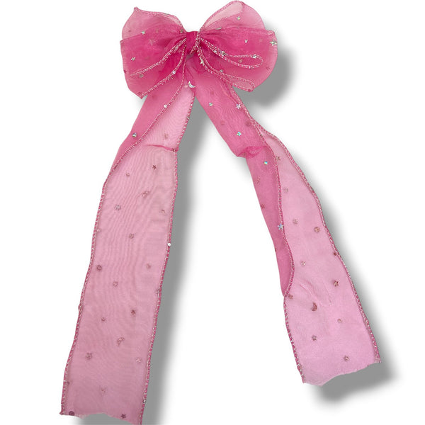HAIRSTORY #210-4 Ribbon Long Bow Sequins Star