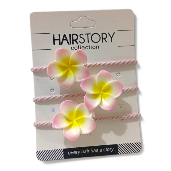 HAIRSTORY Plumeria Flower Charm Hair Ties